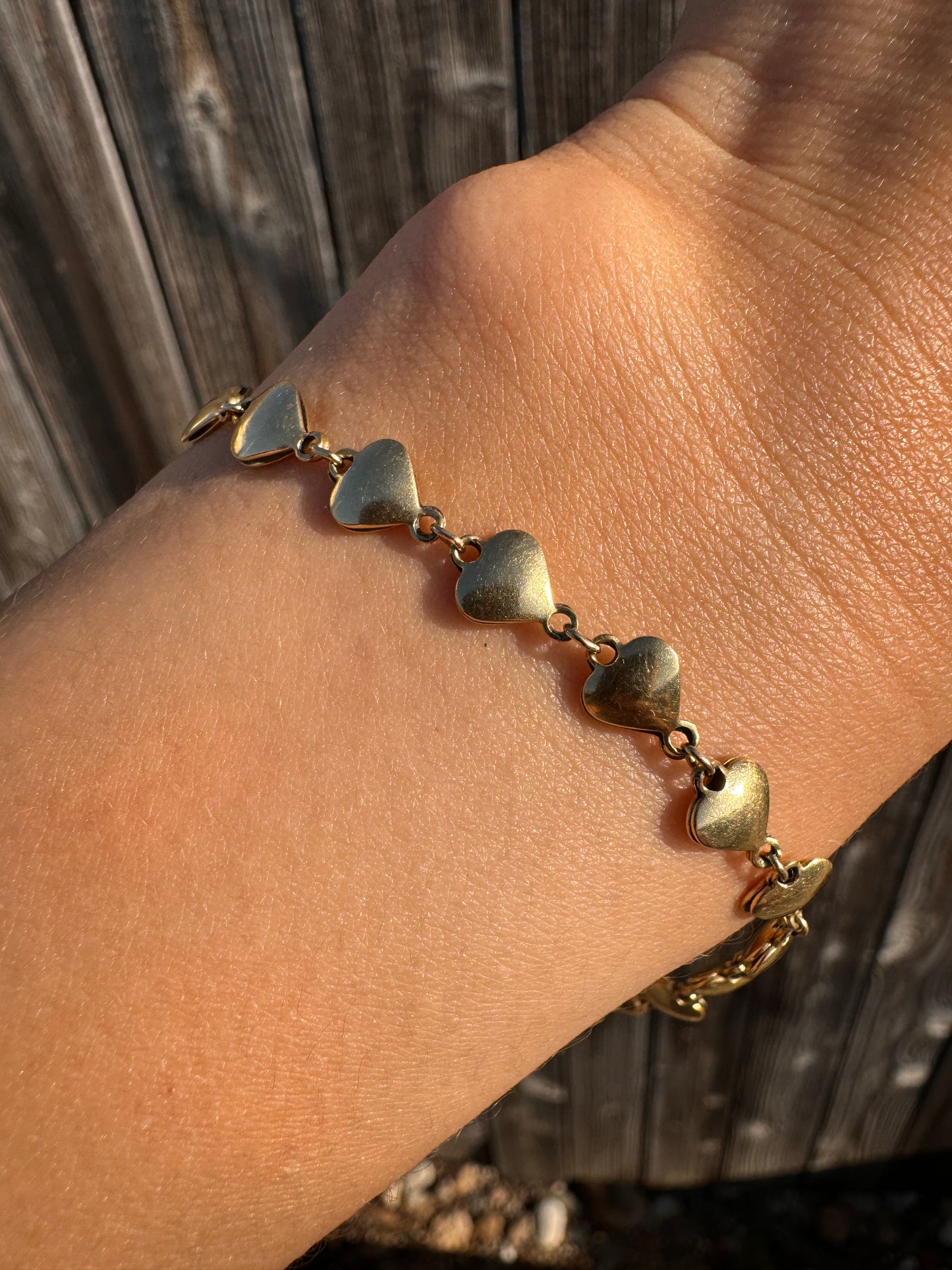 14k puffy heart bracelet-7"