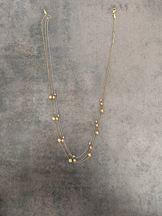 14k graduated tritone chain-17.25”