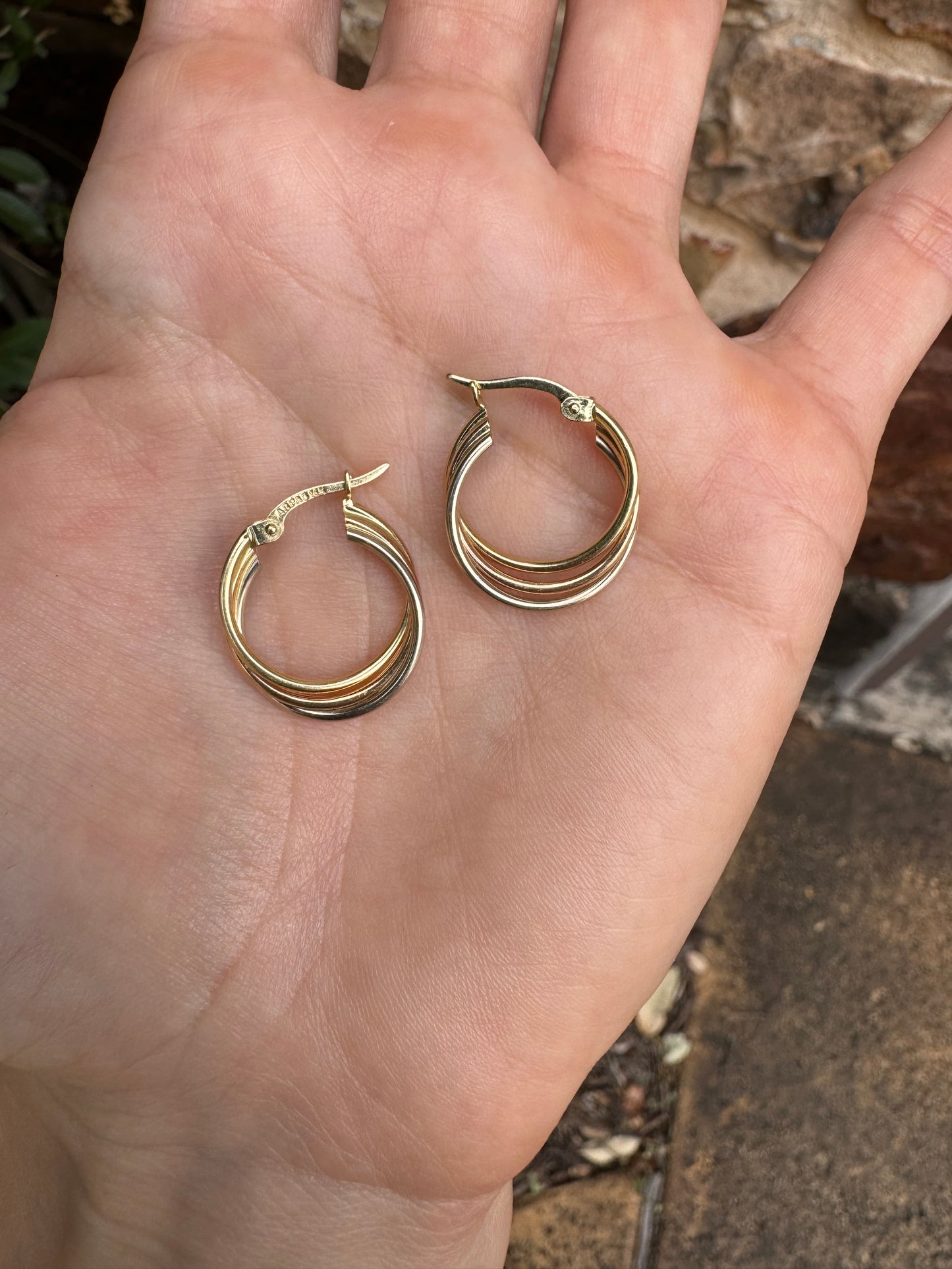 14k tritone hoops