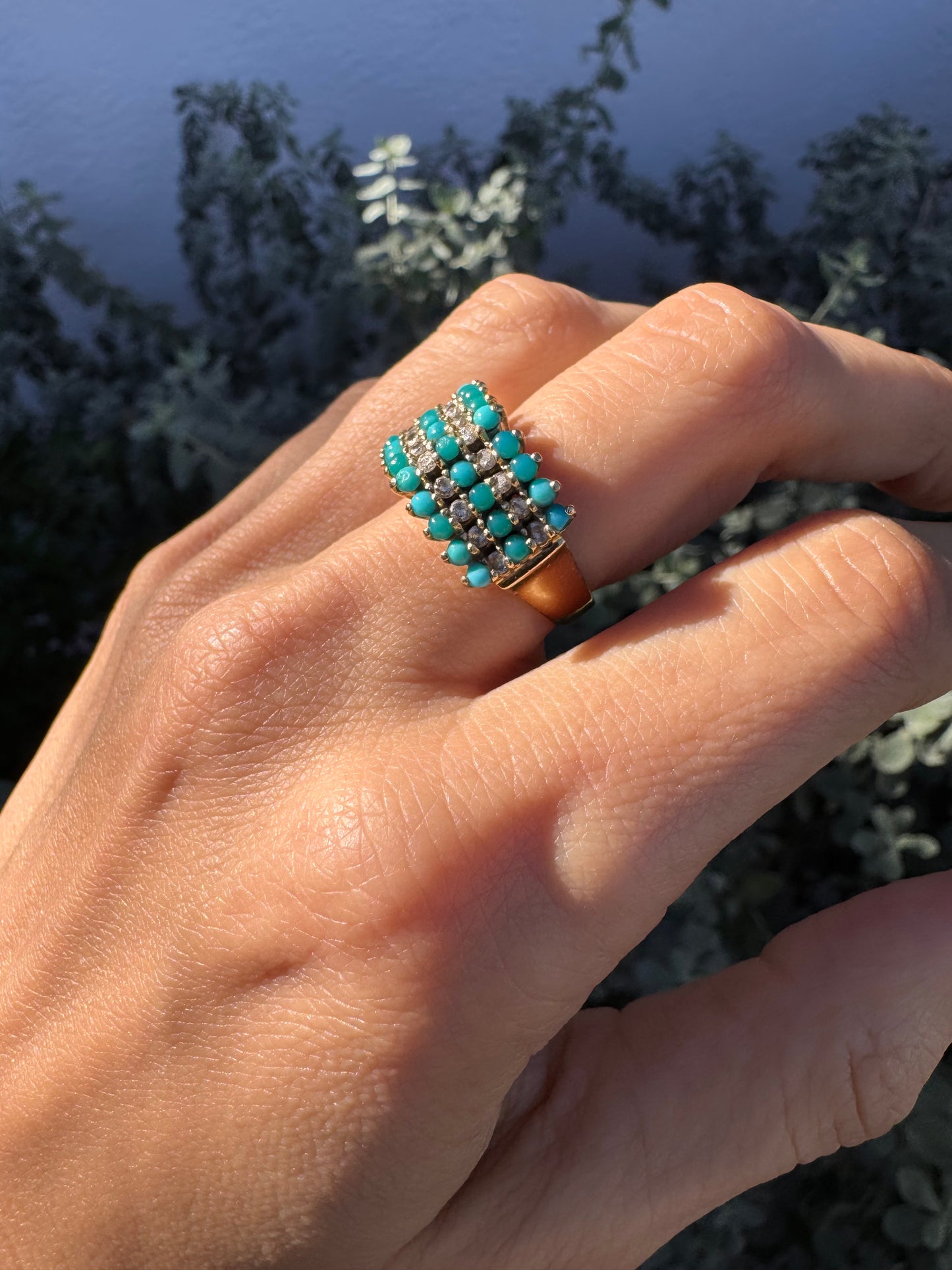 14k turquoise cluster ring-size 6.25