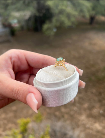 14k Aquamarine and Diamond Ring