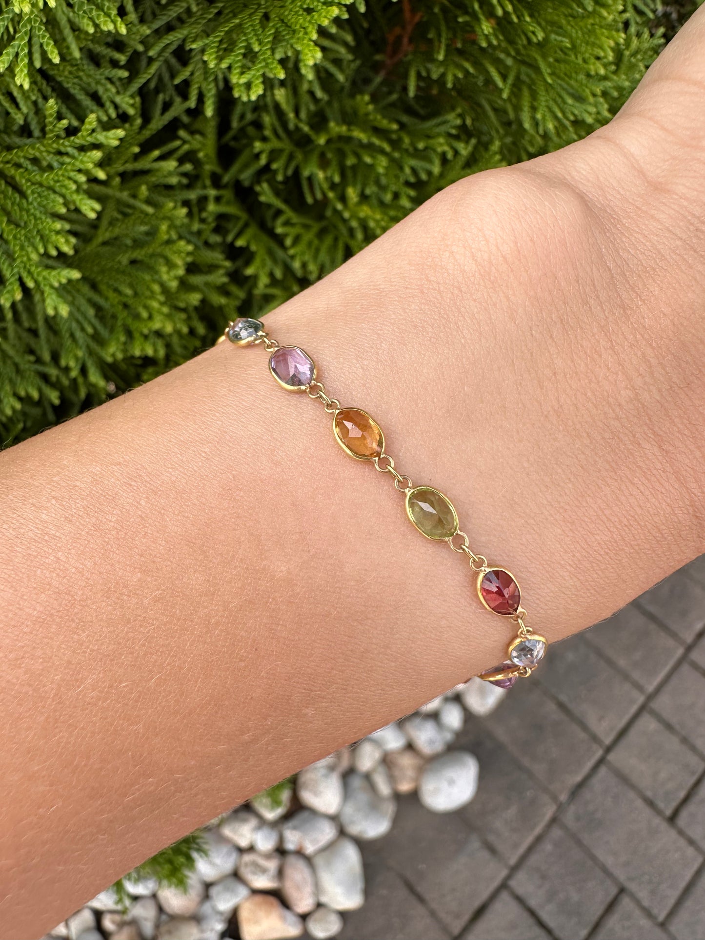 14k gemstone bracelet-7”