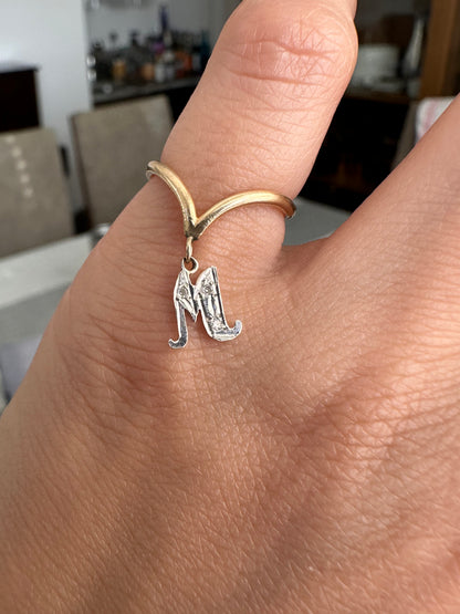 14k “M” charm ring