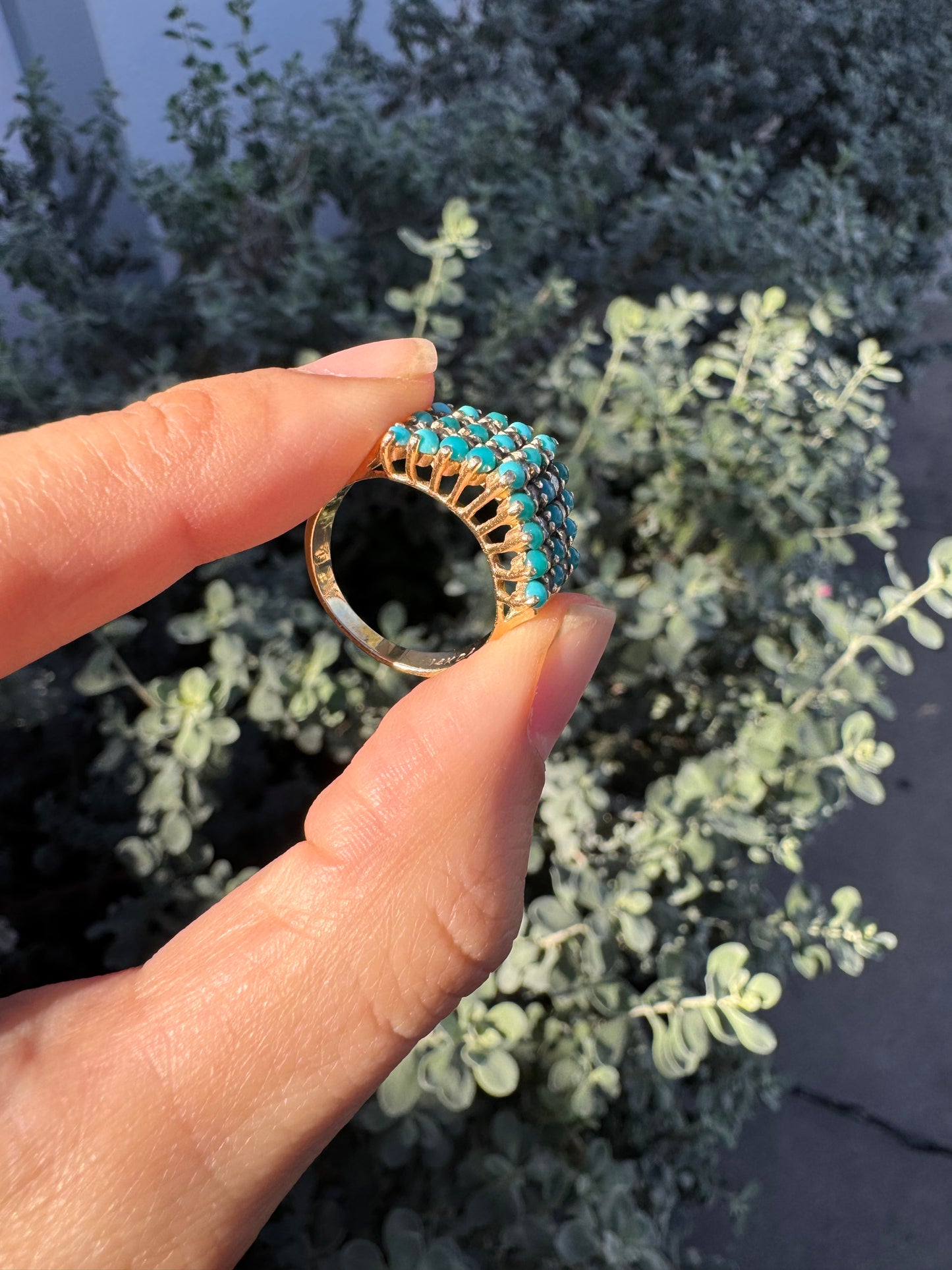 14k turquoise cluster ring-size 6.25