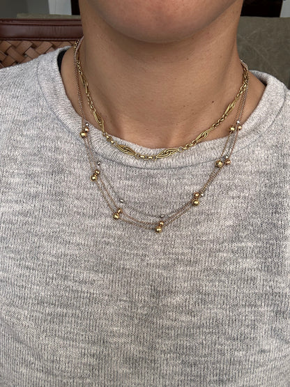 14k graduated tritone chain-17.25”