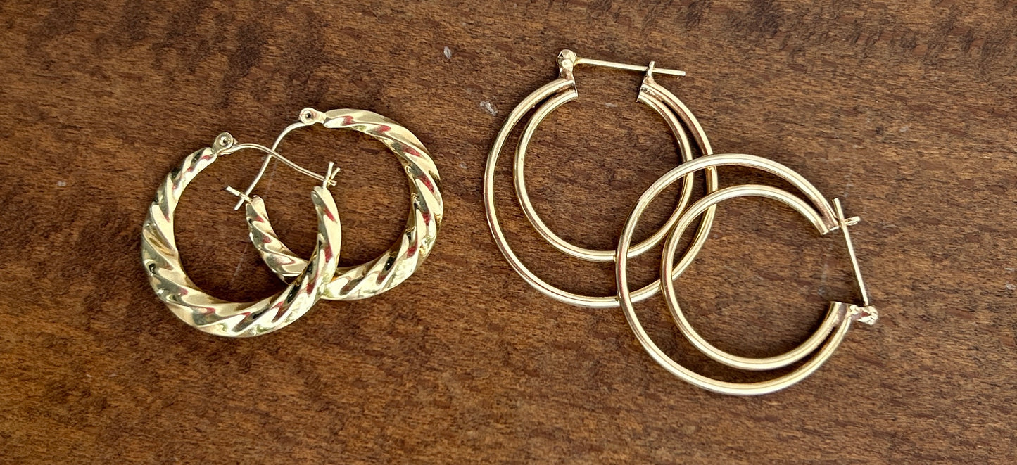 14k twist hoops