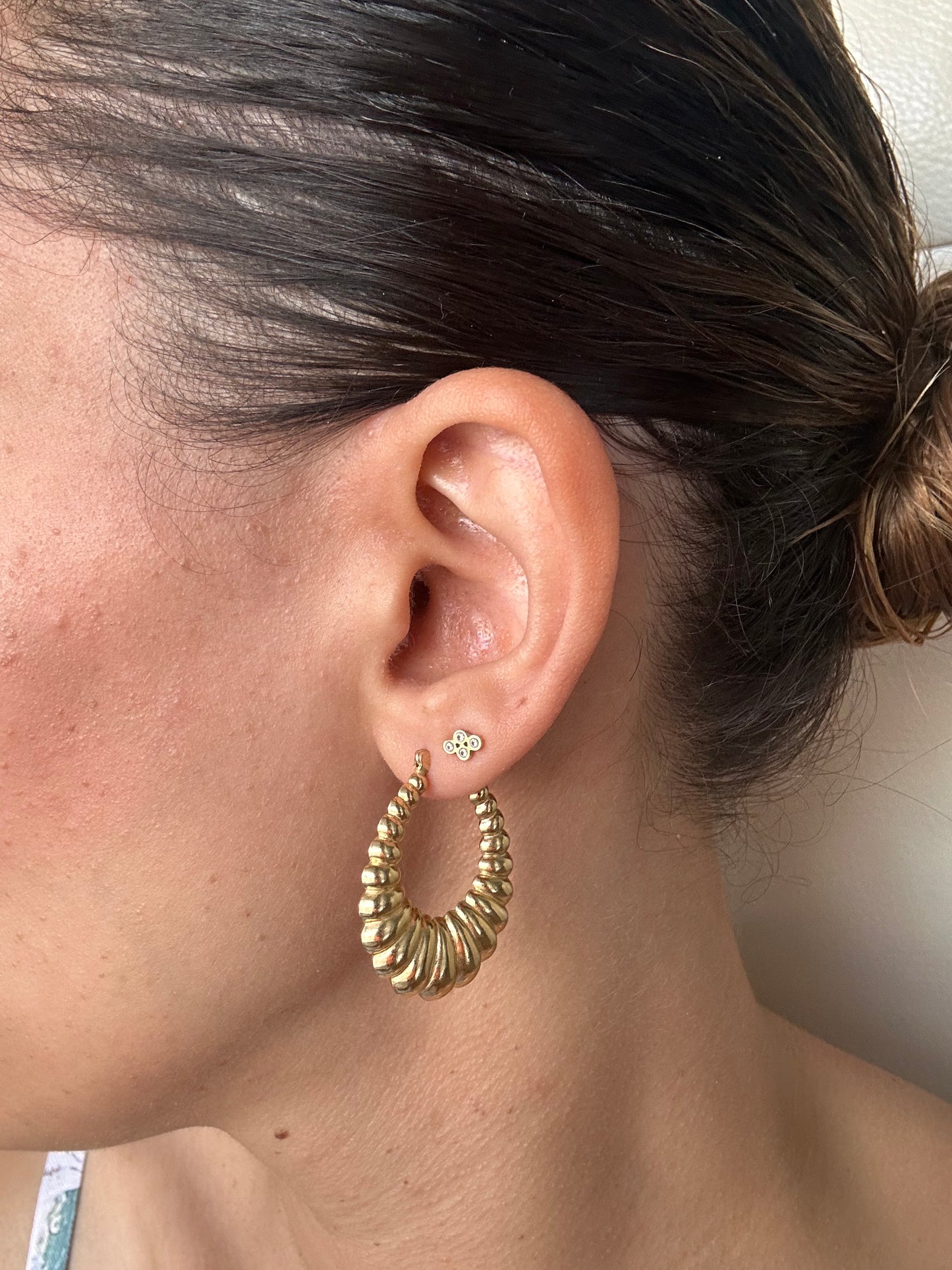 14k yellow gold shrimp hoops