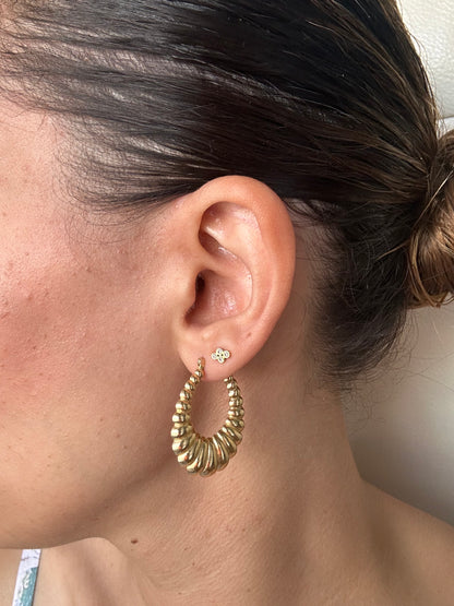 14k yellow gold shrimp hoops
