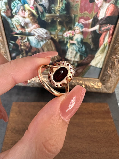 14k Garnet Cluster Ring-Size 8