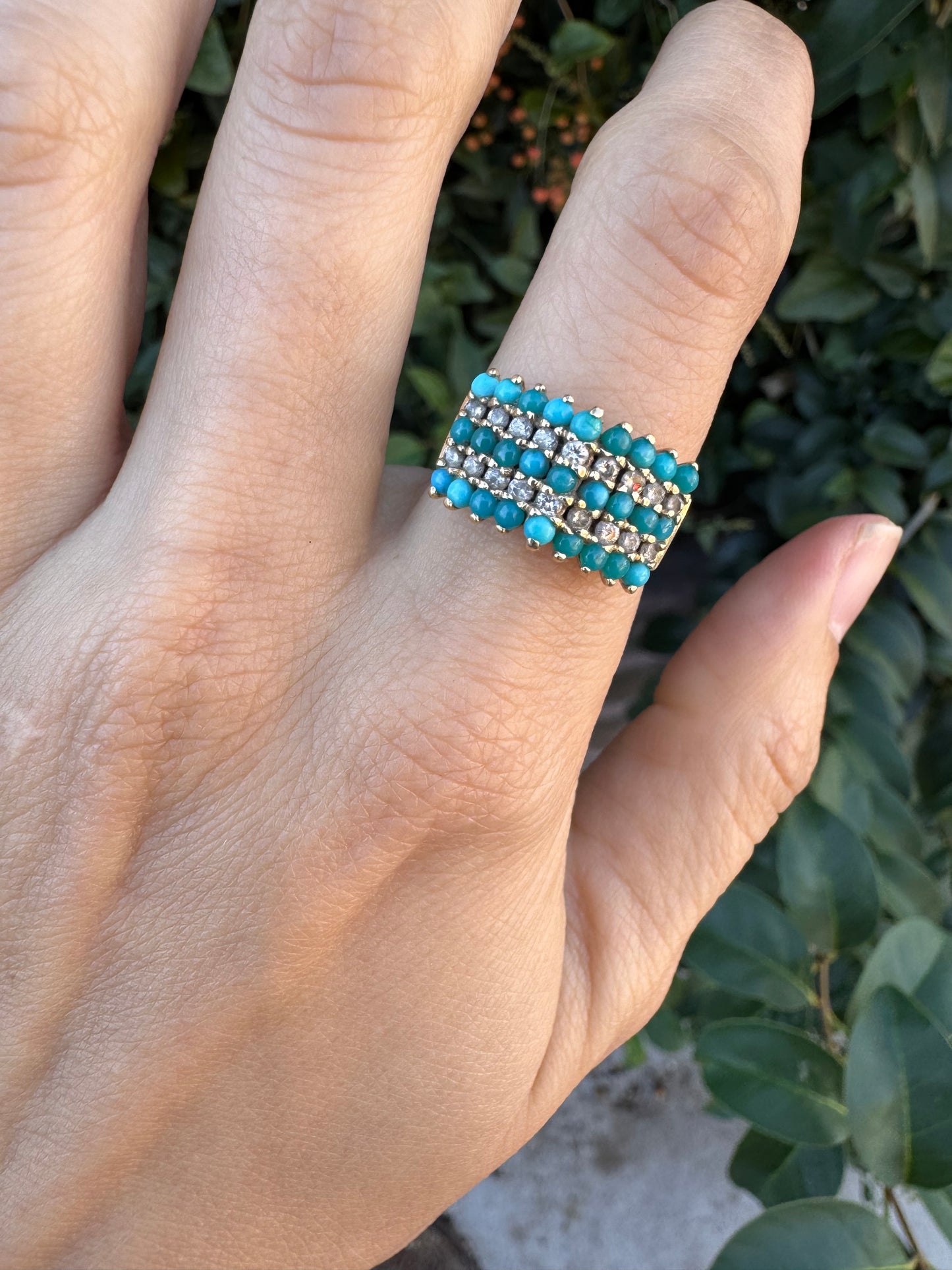 14k turquoise cluster ring-size 6.25