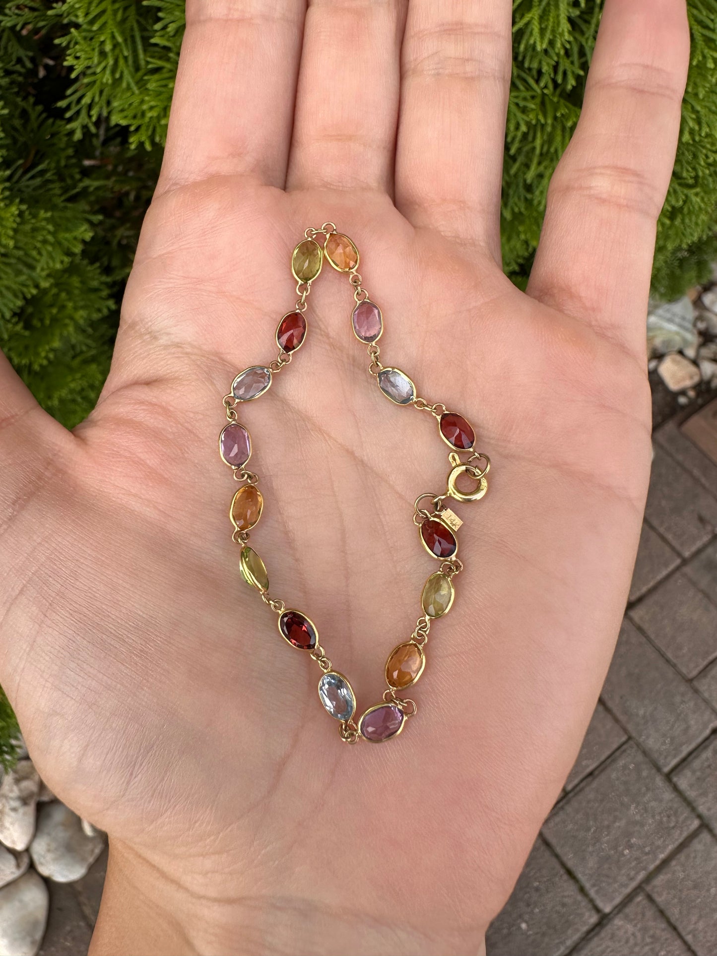 14k gemstone bracelet-7”