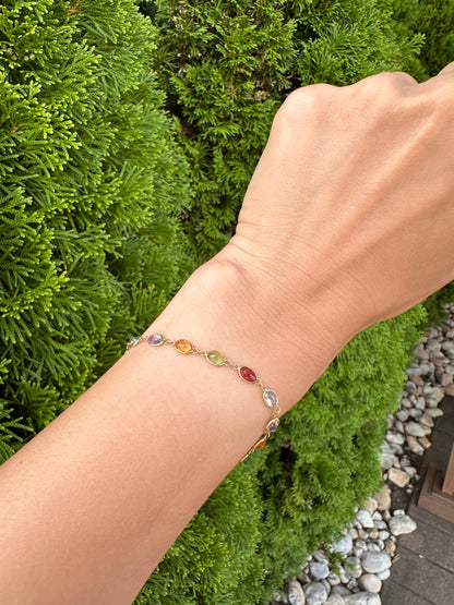 14k gemstone bracelet-7”