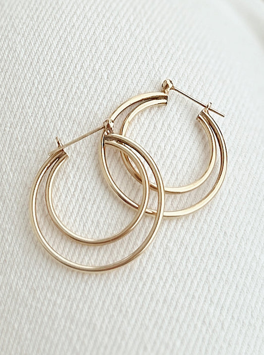 14k Double Layer Hoops