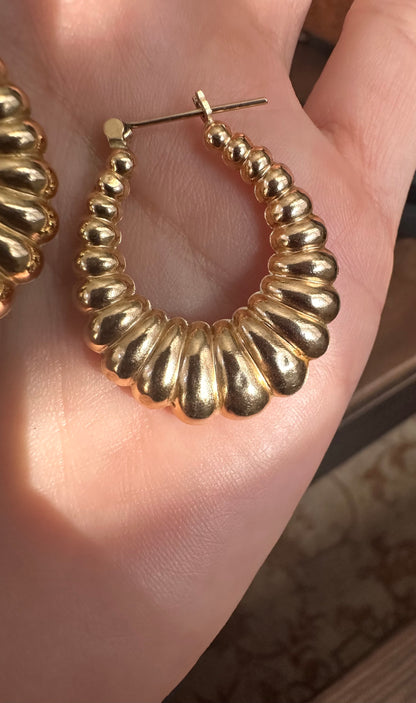 14k yellow gold shrimp hoops