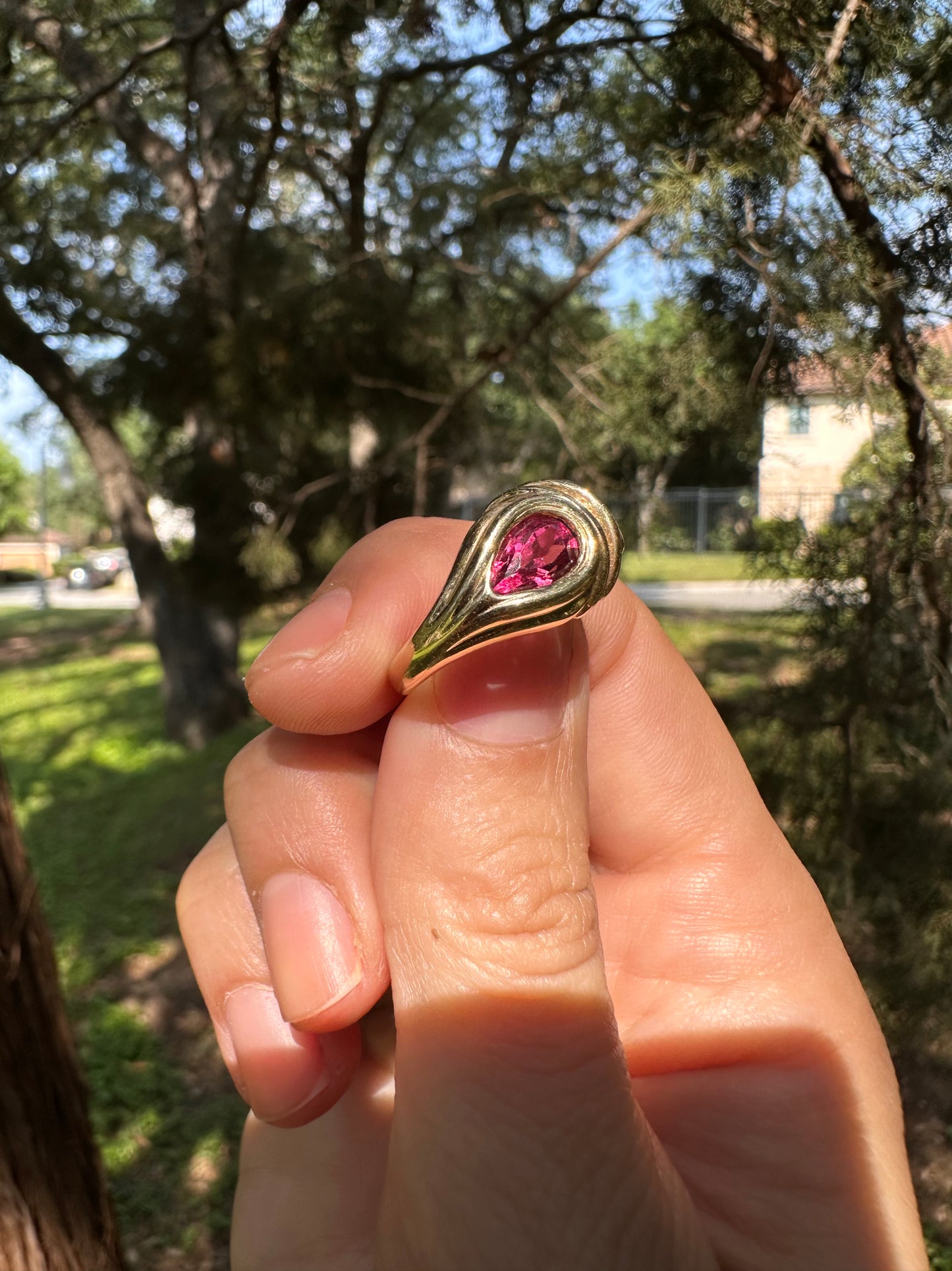 14k Sapphire and Tourmaline Ring