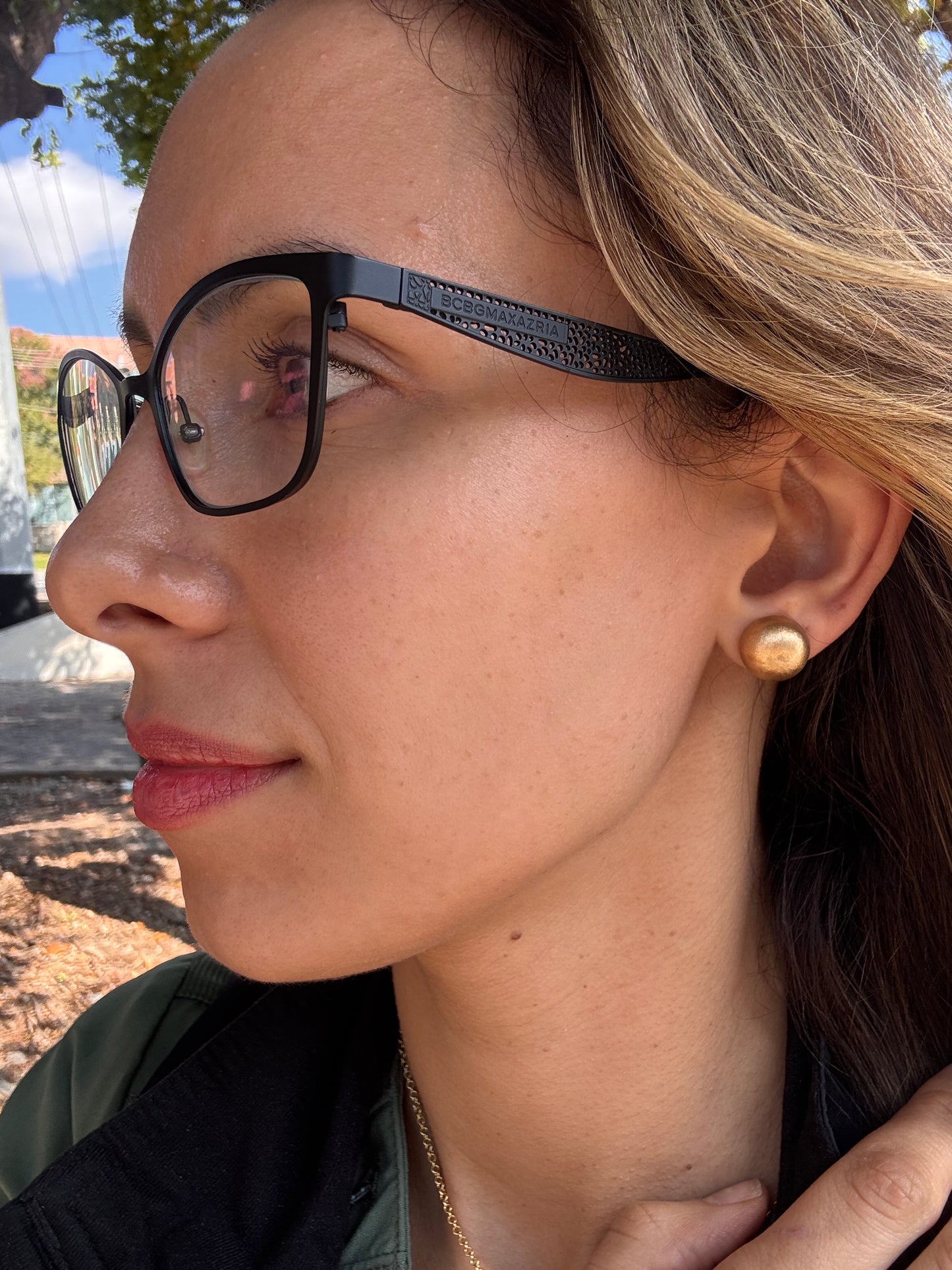 14k brushed yellow gold studs