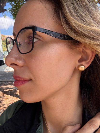 14k brushed yellow gold studs