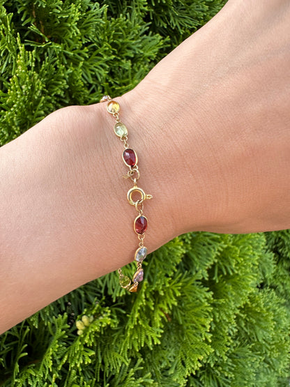 14k gemstone bracelet-7”