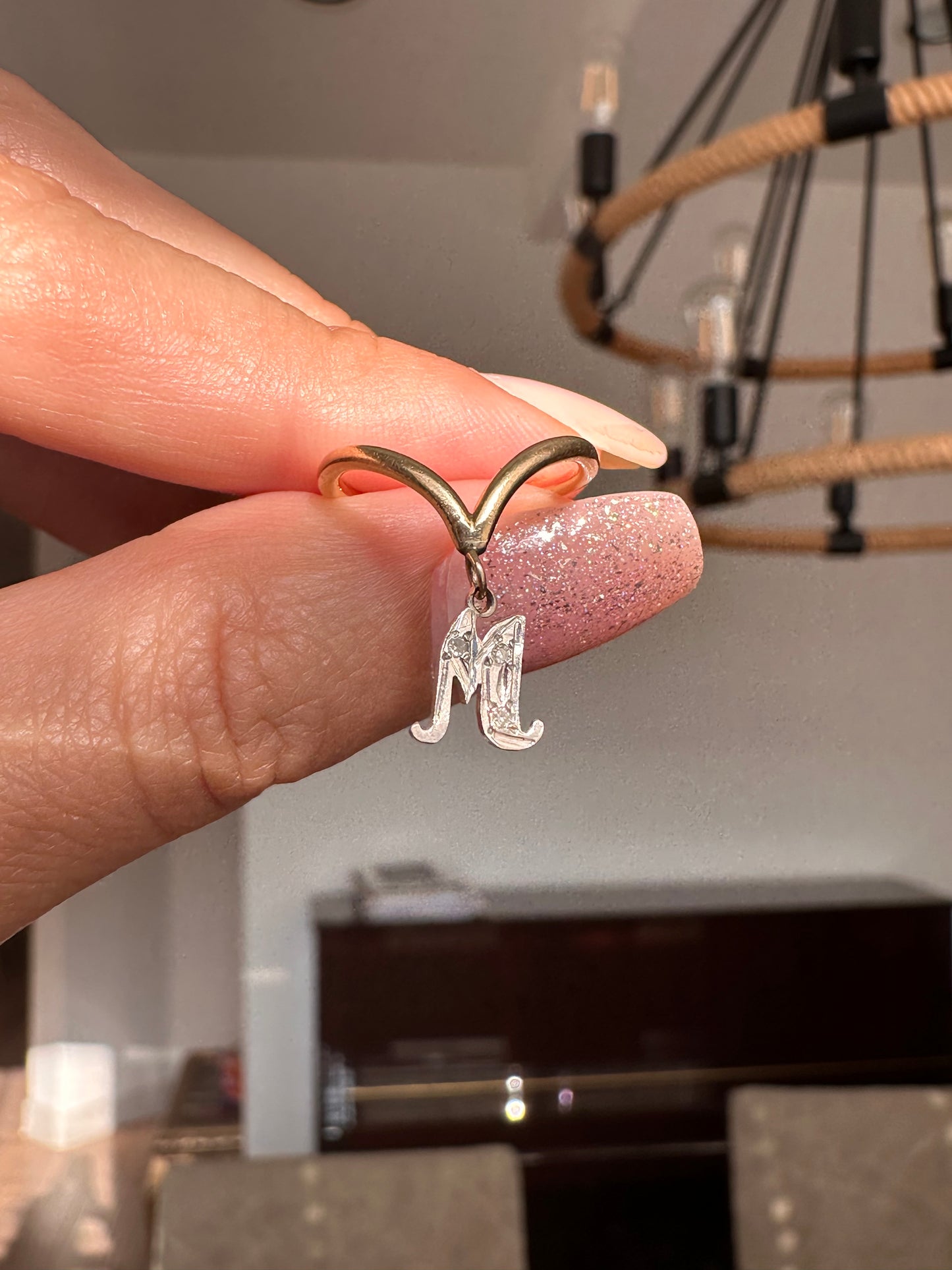 14k “M” charm ring