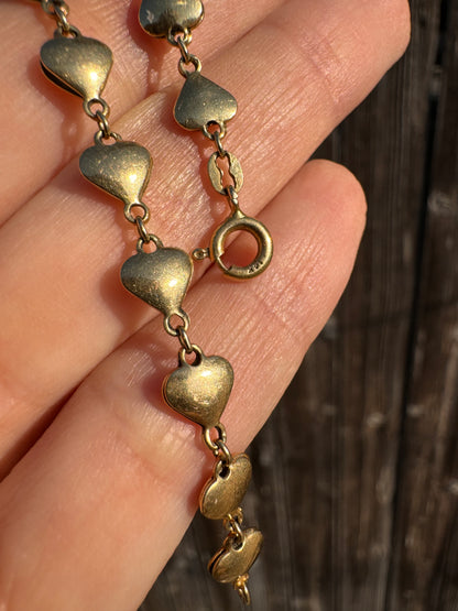 14k puffy heart bracelet-7"