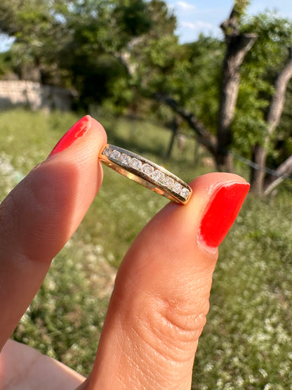 14k Diamond band, size 5