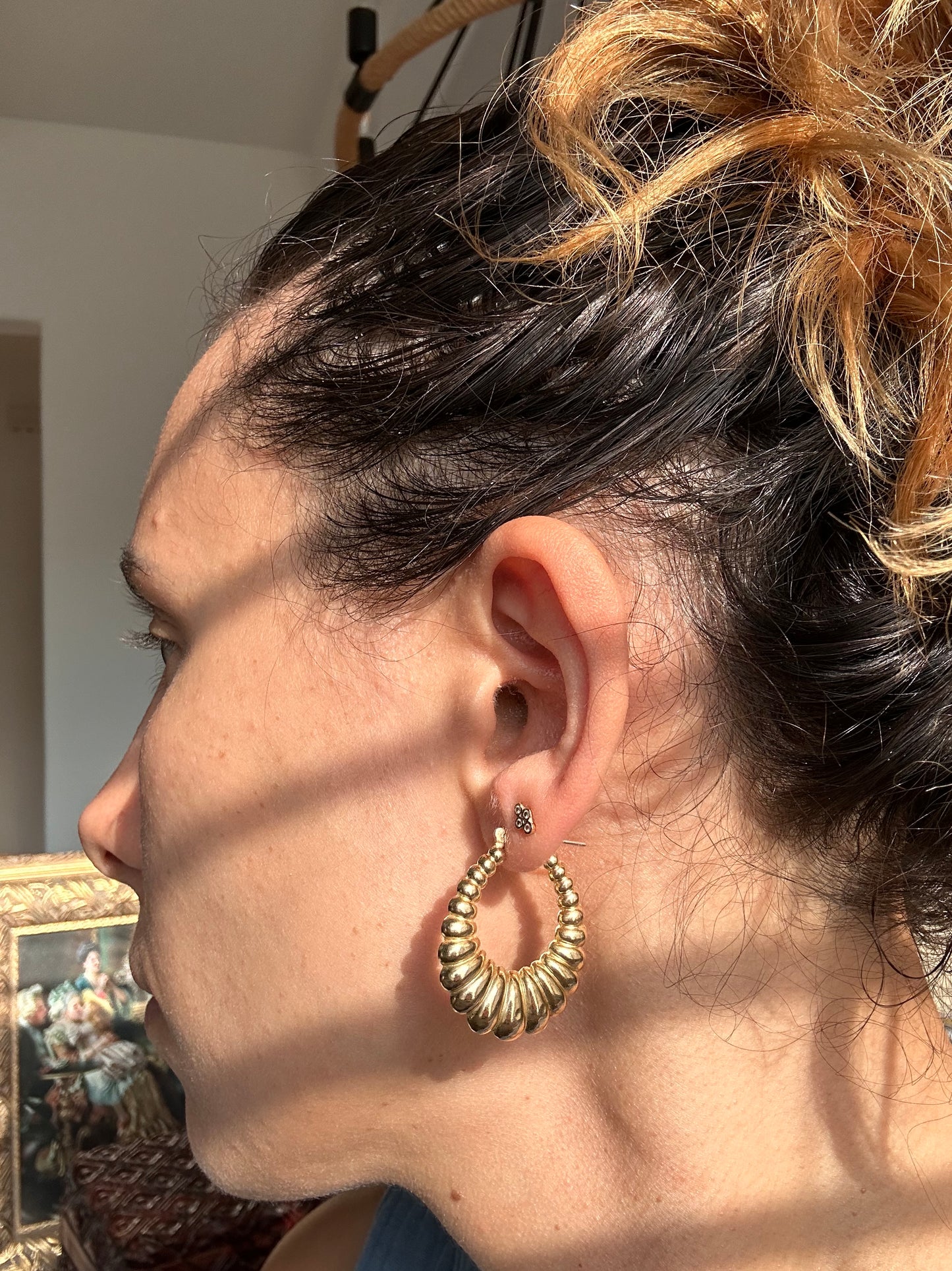 14k yellow gold shrimp hoops