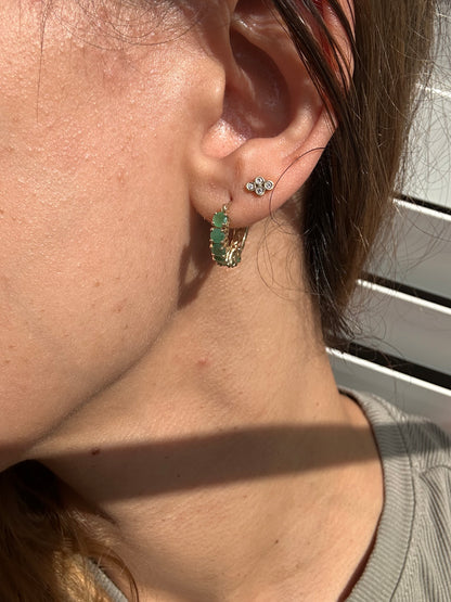 14k Emerald Huggies