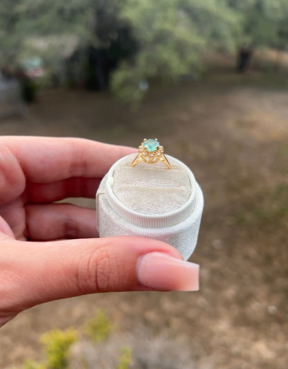 14k Aquamarine and Diamond Ring