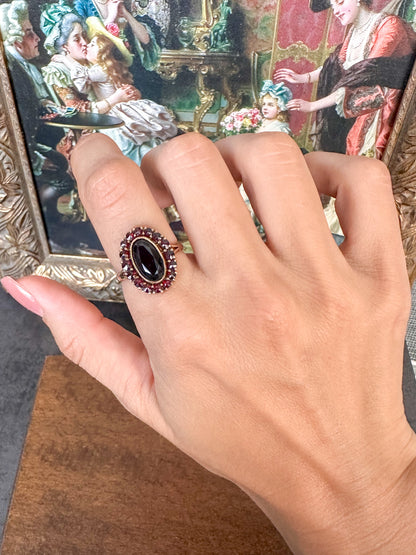 14k Garnet Cluster Ring-Size 8