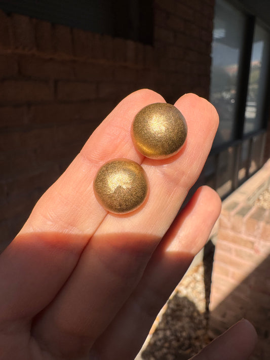 14k brushed yellow gold studs