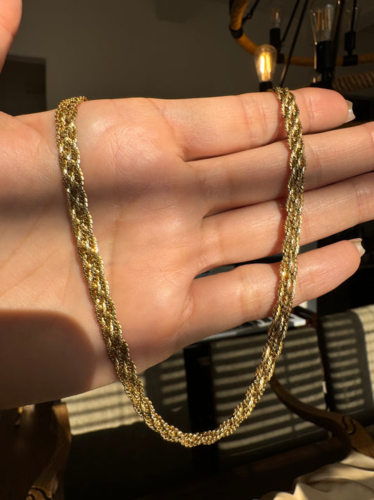 14k Braided S chain-15.25"