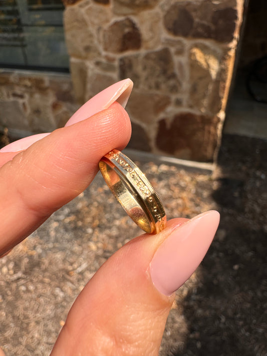 14k intricate hex band-size 5.75