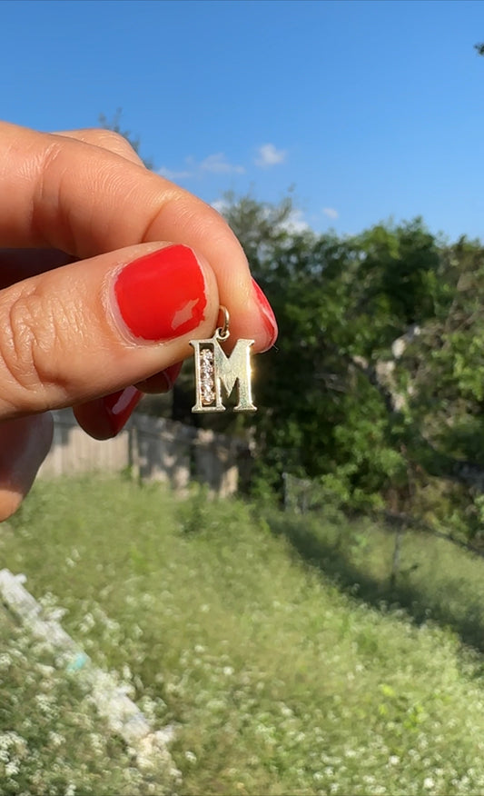 14k diamond "M" charm