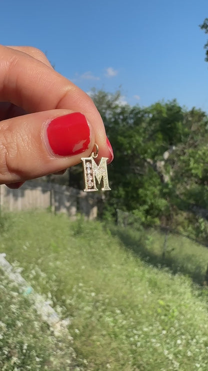 14k diamond "M" charm