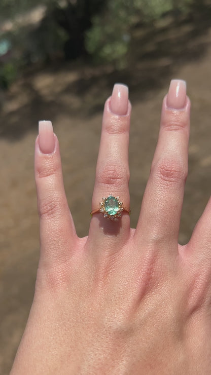 14k Aquamarine and Diamond Ring