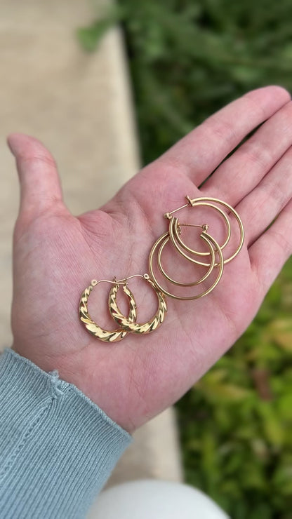 14k twist hoops