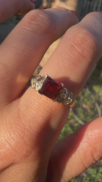 14k Garnet and Diamond Ring